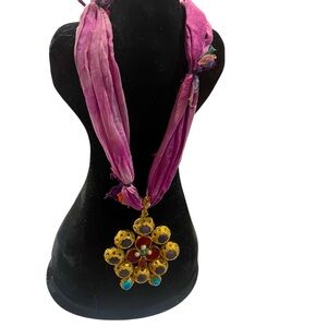 Turkish  handmade necklace on silk cord with beaded stations. Really beautiful!